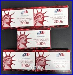 Lot Of 5X 2006-S Silver Proof Set Complete Original Boxes & COAs US Mint OGP