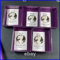 Lot Of 5 1986-s Proof Silver Eagles In Original Packaging With Mint Shipping Box