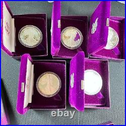 Lot Of 5 1986-s Proof Silver Eagles In Original Packaging With Mint Shipping Box