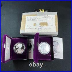 Lot Of Two 1993-p Proof American Silver Eagles With Original Mint Shipping Box