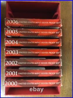 $ Lot of 18 US Mint SILVER Proof Set Sets 2000 to 2014 2017 2019 & 2021 + 2 Box