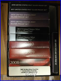 $ Lot of 18 US Mint SILVER Proof Set Sets 2000 to 2014 2017 2019 & 2021 + 2 Box