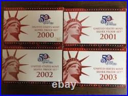 $ Lot of 18 US Mint SILVER Proof Set Sets 2000 to 2014 2017 2019 & 2021 + 2 Box