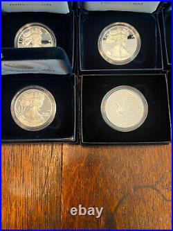 (Lot of 41) 1986-2023 Proof American Silver Eagles with/US Mint Boxes and COA's