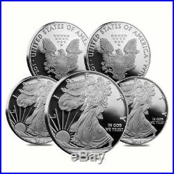 Lot of 5 2016-W 1 oz Proof Silver American Eagle 30th Anniversary withBox &