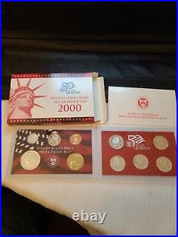 Lot of 7 US Mint Silver Proof Sets 1999,2000,02,03,04,05,06 Boxes/Coas
