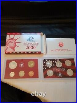 Lot of 7 US Mint Silver Proof Sets 1999,2000,02,03,04,05,06 Boxes/Coas