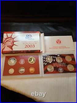 Lot of 7 US Mint Silver Proof Sets 1999,2000,02,03,04,05,06 Boxes/Coas