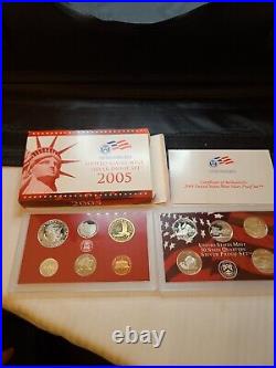 Lot of 7 US Mint Silver Proof Sets 1999,2000,02,03,04,05,06 Boxes/Coas