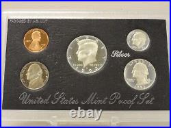 Lot of 7 United States 90% silver proof 5 coin black box sets 1992-1998
