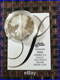 Lot of 8 2001-2008 W Proof American Silver Eagle With Box and COA