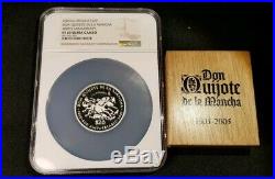 Mexico 2005 Silver 2 Oz. Don Quixote $20 Proof with BOX NGC PF-69