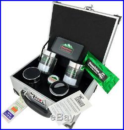 Modern Odor Smell Proof Stash Box With Grinder Rolling Tray Glass Jars Silver