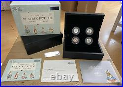 New 2018 X4 Coins Deluxe Black Box Silver Proof Beatrix Potter Set Peter Rabbit
