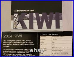 New Zealand 2024 1oz Silver Proof Coin- Kiwi Coins Series with Box and COA