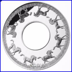 Niue 2014 $2 Year of the Horse 2 Oz Silver Proof Coin ROTATING IN BOX