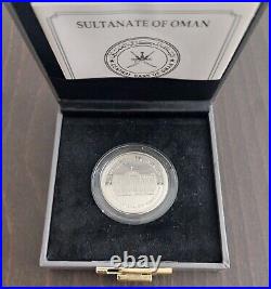 OMAN SILVER PROOF 10 RIALS COIN 1995 YEAR KM#142 25th NATIONAL DAY + BOX + COA