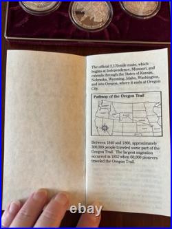 Official Oregon Trail Sesquicentennial 3 oz. 999 Silver Proof Set COA Box #03927