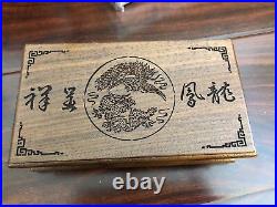 Original Wood Box for 1990 2 pc Set Gold/Silver Proof Phoenix & Dragon (No Coin)