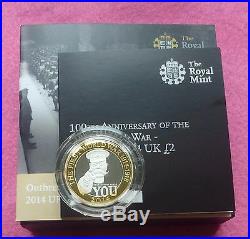 Outbreak 2014 Uk £2 Two Pound Silver Proof Piedfort Coin Box + Coa