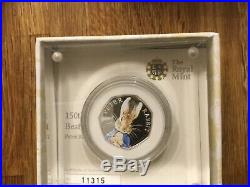 PETER RABBIT 2016 SILVER PROOF 50p COIN MINT CONDITION BOXED WITH CERTIFICATE