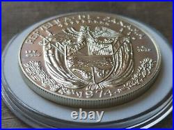 PR 1974 PANAMA BALBOA w HOLDER & Box Stuning Cameo Brilliant 900 Silver Proof PR 1974 PANAMA BALBOA w HOLDER & Box Stuning Cameo Brilliant 900 Silver Proof