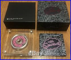 Perth mint 2019 Simpson Family Donut 1 Oz Silver Proof Coin Box With Coa #2231