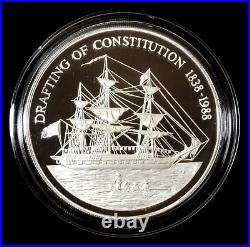 Pitcairn Islands 1988 5 oz. 999 Fine Silver 50 Dollar Bounty GEM Proof Box COA