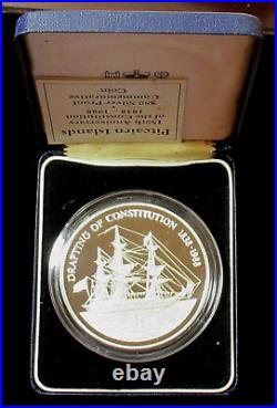 Pitcairn Islands 1988 5 oz. 999 Fine Silver 50 Dollar Bounty GEM Proof Box COA