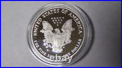 Proof 1996-P American Silver Eagle 1 oz. 999 Fine Silver Dollar With Box and COA