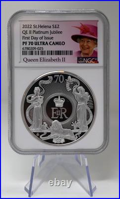 Queen Elizabeth II 2 oz Silver Certificate Box and Paper Jubilee Proof PF70
