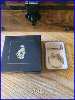 Queen's Beasts Greyhound 1 oz Silver Proof, Boxed With COA- Graded PF 70