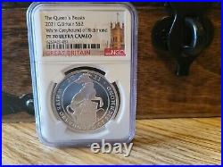 Queen's Beasts Greyhound 1 oz Silver Proof, Boxed With COA- Graded PF 70