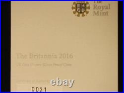 RARE 2016 Great Britain 1 oz. 999 Silver 2 PND Proof Britannia Coin, Box & COA