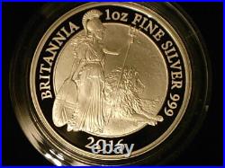 RARE 2016 Great Britain 1 oz. 999 Silver 2 PND Proof Britannia Coin, Box & COA
