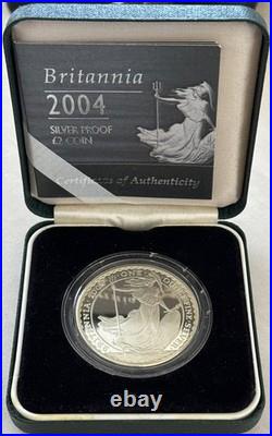 ROYAL MINT BRITANNIA 2004 1oz. 999 SILVER PROOF TWO POUNDS £2 COIN BOX & COA
