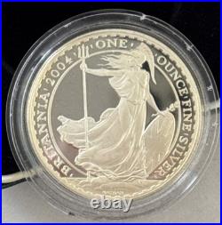 ROYAL MINT BRITANNIA 2004 1oz. 999 SILVER PROOF TWO POUNDS £2 COIN BOX & COA