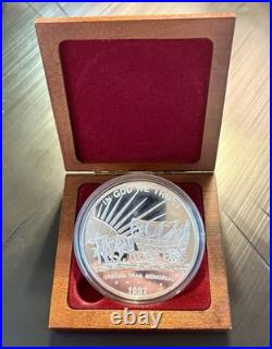 Rare 1987 Oregon Memorial 5 oz. 999 Proof Silver Round Bullion Wood Display Box