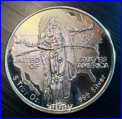 Rare 1987 Oregon Memorial 5 oz. 999 Proof Silver Round Bullion Wood Display Box