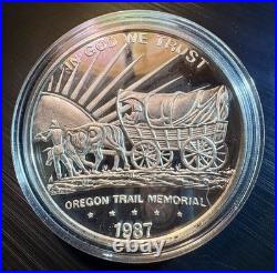 Rare 1987 Oregon Memorial 5 oz. 999 Proof Silver Round Bullion Wood Display Box