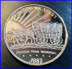 Rare 1987 Oregon Memorial 5 oz. 999 Proof Silver Round Bullion Wood Display Box