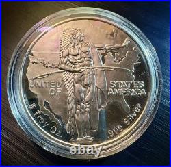 Rare 1987 Oregon Memorial 5 oz. 999 Proof Silver Round Bullion Wood Display Box