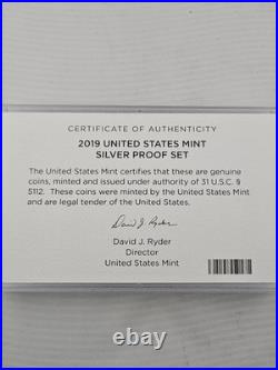 Rare 2019 S US Silver Proof Set 10 Coins WithOGP Box & COA (7). 999 Silver Coins