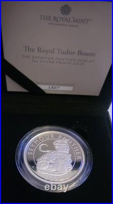 Royal Tudor Beasts Seymour Panther 2022 2oz. 999 Silver Proof Coin With COA + Box