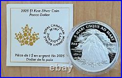 SHIP NOW 2025 $1 Canada Lady Peace Dollar 1 oz. 999 Silver Proof Coin BOX COA