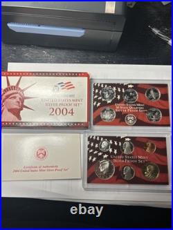 Silver 2004 United States Mint Silver Proof Set in Box with COA 11 Coin Set