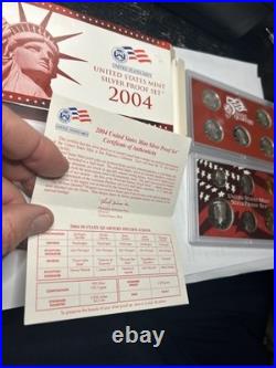 Silver 2004 United States Mint Silver Proof Set in Box with COA 11 Coin Set