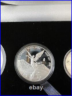 Silver 2009 Libertad Proof Set 5 Coins In Box Banco De Mexico