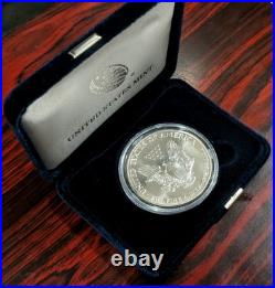 Silver Eagle 1987 BU+ Proof-Like Condition, Second Year, Key Date, Velvet Box