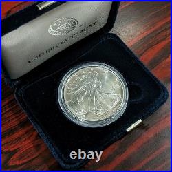 Silver Eagle 1987 BU+ Proof-Like Condition, Second Year, Key Date, Velvet Box